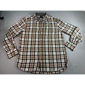 Vans Plaid Flannel Shirt Mens Medium Brown Long Sleeve Button Front